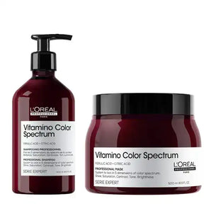 סט שמפו ללא מלחים ומסכה להגנה על שיער צבוע 'ויטמינו קולור ספקטרום' לוריאל